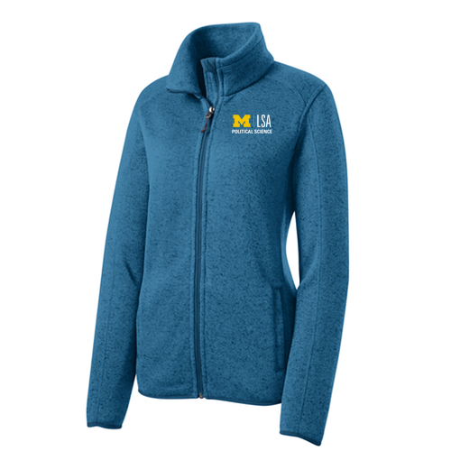 Ladies Port Authority Sweater Fleece Jacket -- Medium Blue Heather