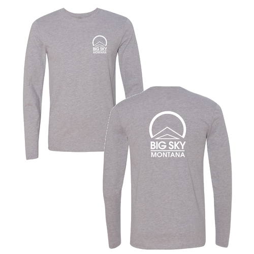 Big Sky Montana Logo 2 White Ink -- Long Sleeve Heather Grey