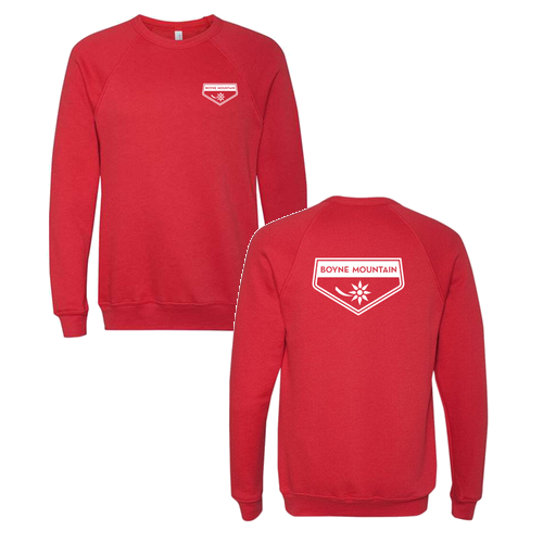 Boyne Mountain Logo 2 White Ink -- Crewneck Sweatshirt Red