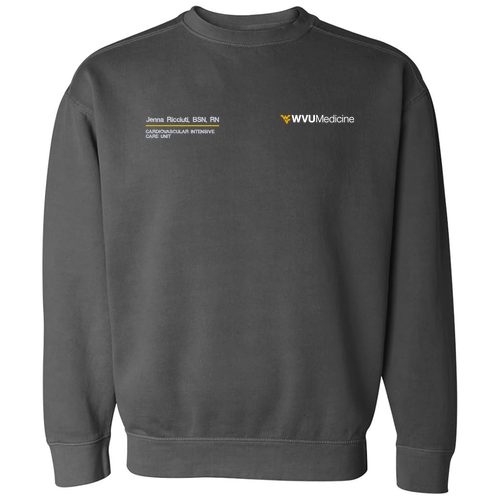 Embroidered Comfort Colors Unisex Garment-Dyed Crewneck Sweatshirt -- Grey