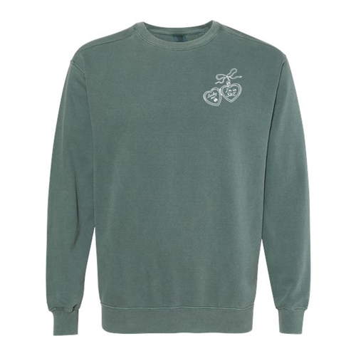 Comfort Colors Unisex Garment-Dyed Crewneck Sweatshirt -- Blue Spruce Locket Design