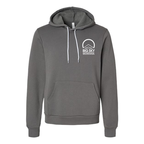 Big Sky Montana Logo 2 White Ink -- Pullover Hooded Sweatshirt Asphalt