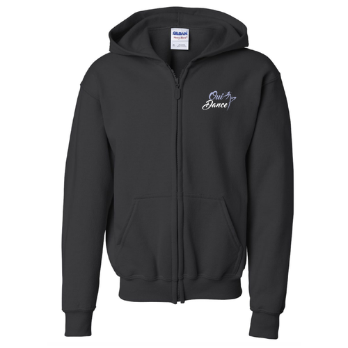 Gildan Full Zip Youth Hooded Sweatshirt -- Black
