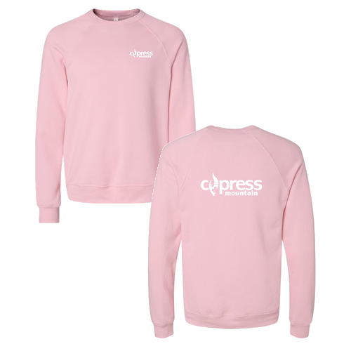 Cypress Mountain Logo 2 White Ink -- Crewneck Sweatshirt Pink