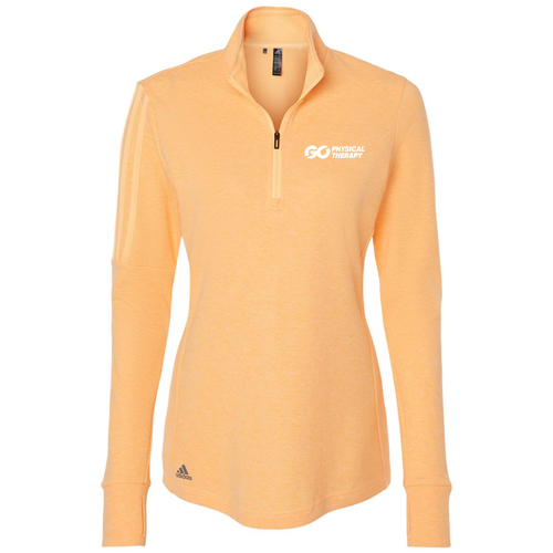 ADIDAS  Women's 3 Stripes 1/4 Zip Sweater -- Acid Orange Melange