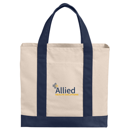 Port Authority Cotton Canvas Two-Tone Tote -- Natural / River Blue Navy