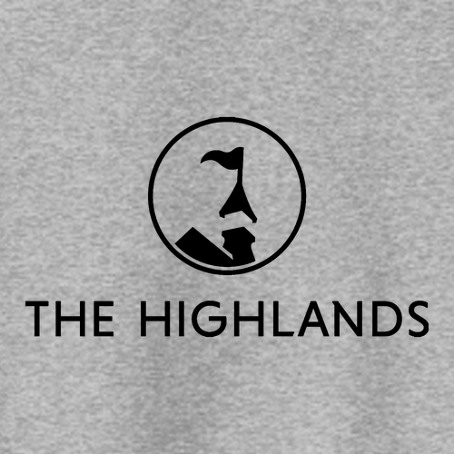 The Highlands Logo 2 Black Ink -- Pullover Hooded Sweatshirt Athletic Heather