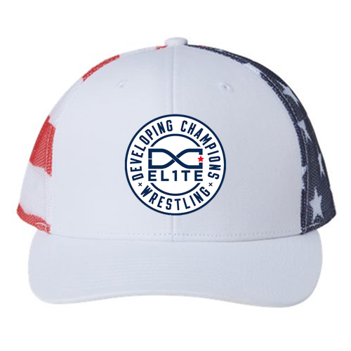 Kati Printed Mesh Trucker Hat -- White / Usa Flag
