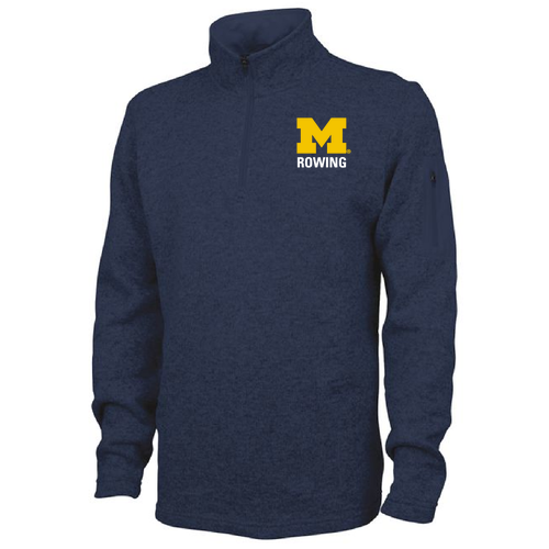 Charles River Mens Heathered Fleece Pullover -- Navy Heather EMBROIDERY