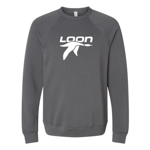 Loon Logo 1 White Ink -- Crewneck Sweatshirt Asphalt