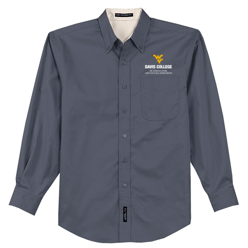 Port Authority Tall Long Sleeve Easy Care Shirt -- Steel Grey / Light Stone