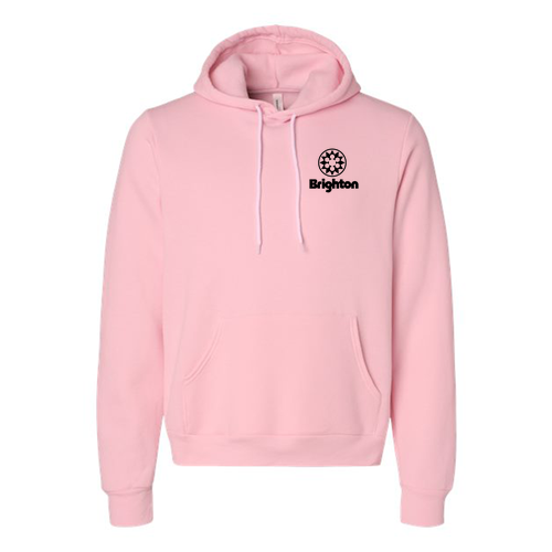 Brighton Logo 2 Black Ink -- Pullover Hooded Sweatshirt Pink
