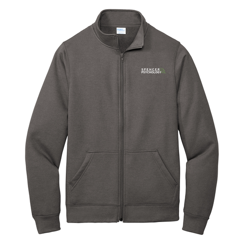 Port and Company Core Fleece Cadet Full-Zip Sweatshirt -- Dark Heather Grey