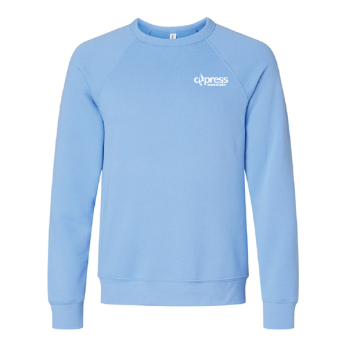 Cypress Mountain Logo 2 White Ink -- Crewneck Sweatshirt Carolina Blue