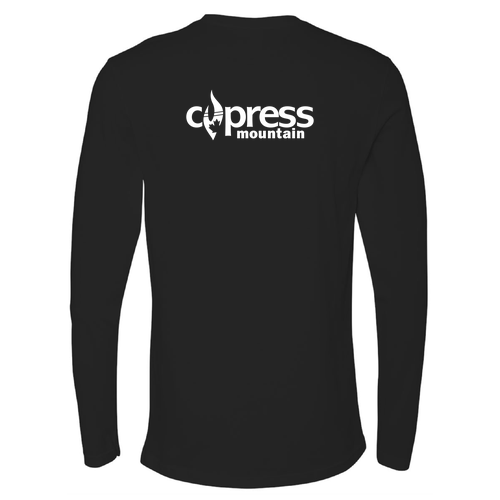Cypress Mountain Logo 2 White Ink -- Long Sleeve Black