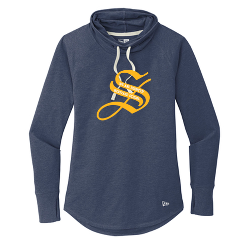 New Era Ladies Sueded Cotton Blend Cowl Tee -- True Navy Heather