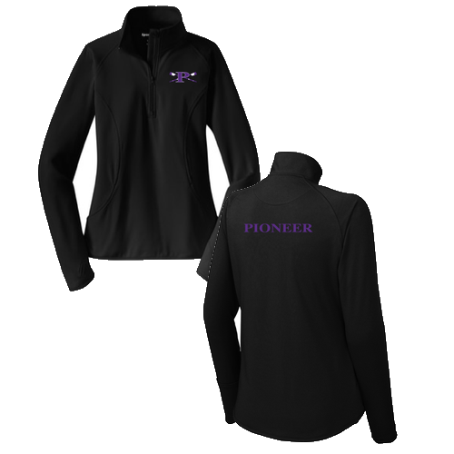 Ladies Stretch Half Zip Pullover -- Black