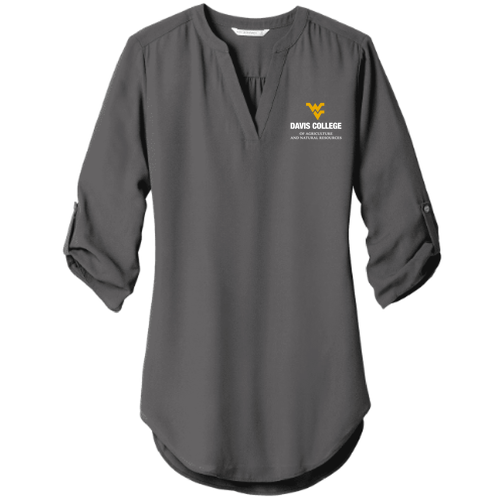 Port Authority Ladies 3/4-Sleeve Tunic Blouse -- Sterling Grey