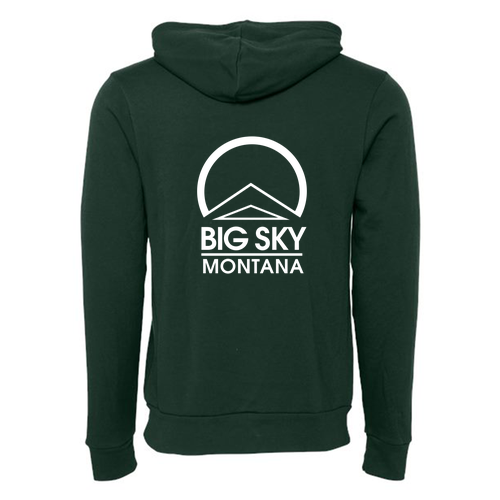 Big Sky Montana Logo 2 White Ink -- Pullover Hooded Sweatshirt Forest