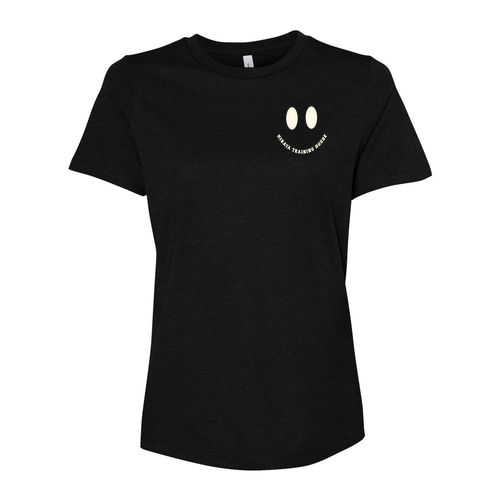 Happy Face Women's Relaxed Jersey Short Sleeve Tee -- Black