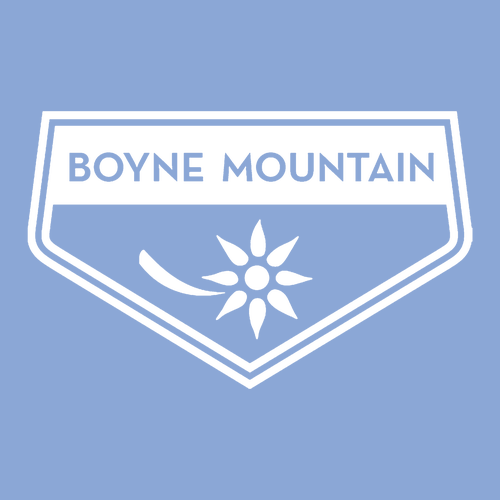 Boyne Mountain Logo 2 White Ink -- Crewneck Sweatshirt Carolina Blue