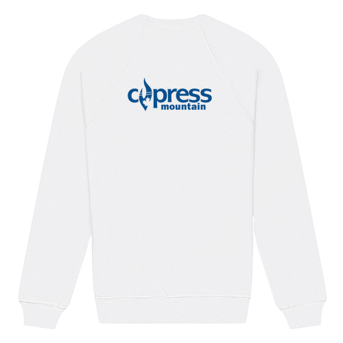 Cypress Mountain Logo 2 Blue Ink -- Crewneck Sweatshirt White