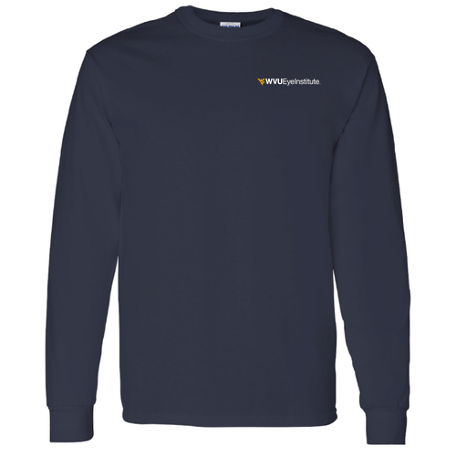 Screen Printed Gildan Heavy Cotton Longsleeve Basic T-Shirt -- Navy