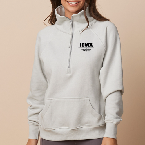 Embroidered Enza Ladies Boxy Half Zip Fleece -- Jet Stream