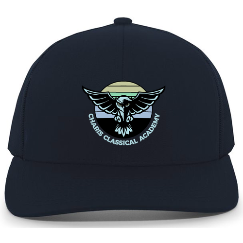 Embroidered Charis Academy Mesh Trucker Hat -- Navy