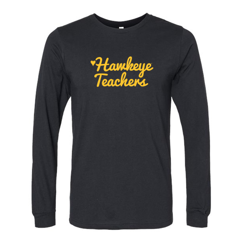 Hawkeye Teachers Bella+Canvas Unisex Heather Cvc Long Sleeve Tee- Heathers -- Solid Black Blend