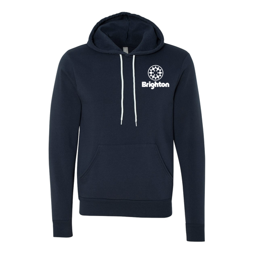 Brighton Logo 2 White Ink -- Pullover Hooded Sweatshirt Navy