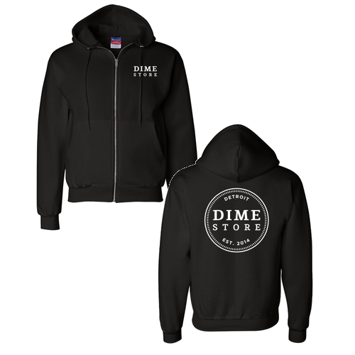 Champion Powerblend Full-Zip Hooded Sweatshirt -- Black