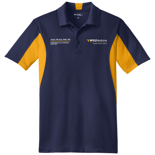 Embroidered Sport Tek Side Blocked Micropique Sport-Wick Sport Shirt -- True Navy / Gold