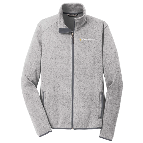 WVU Medicine Port Authority Sweater Fleece Jacket -- Grey Heather