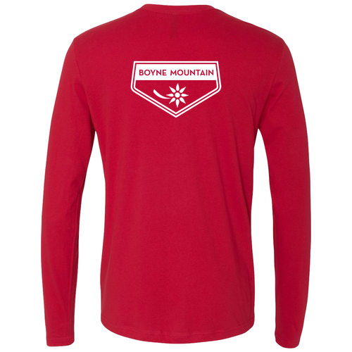 Boyne Mountain Logo 2 White Ink -- Long Sleeve Red