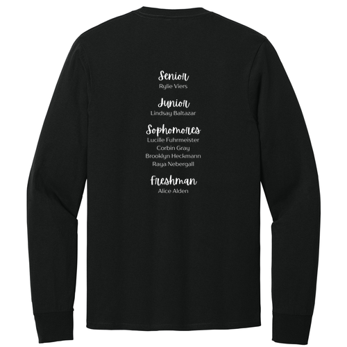 Port and Company Long Sleeve T Shirt With Names-- Jet Black