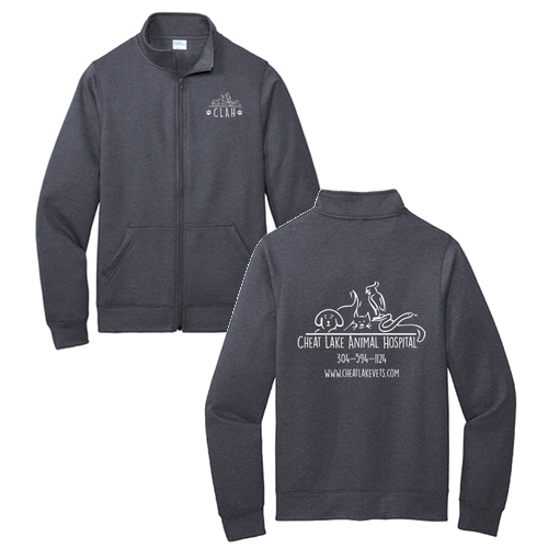 Port and Company Core Fleece Cadet Full-Zip Sweatshirt -- Heather Navy