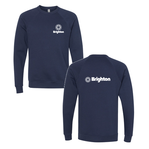 Brighton Logo 2 White Ink -- Crewneck Sweatshirt Navy