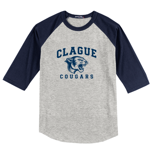 Sport Tek Colorblock Raglan Baseball Tee -- Heather Grey / Navy