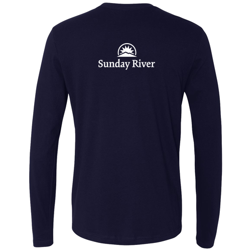 Sunday River Logo 2 White Ink -- Long Sleeve Midnight Navy