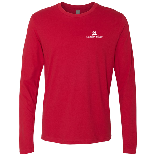Sunday River Logo 2 White Ink -- Long Sleeve Red