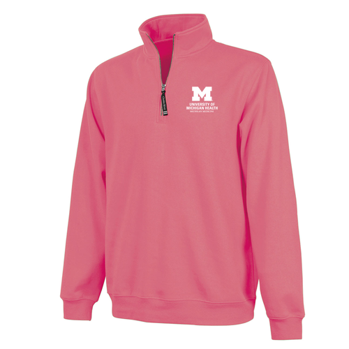 Charles River Crosswind Quarter Zip Sweatshirt -- Preppy Pink