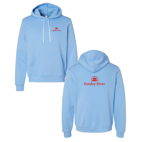Sunday River Logo 2 Red Ink -- Pullover Hooded Sweatshirt Carolina Blue