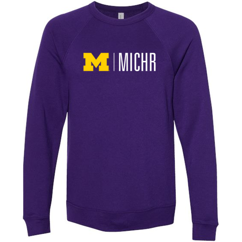 Mens/Unisex Bella Canvas Soft Sponge Fleece Raglan Crewneck Sweatshirt -- Team Purple