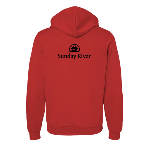 Sunday River Logo 2 Black Ink -- Pullover Hooded Sweatshirt Red