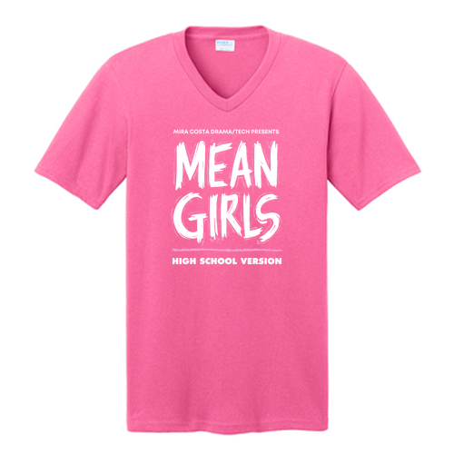 Port and Company Core Cotton V-Neck Tee -- Neon Pink