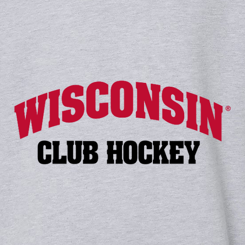 UW Club Hockey Arch Wisconsin Crewneck Sweatshirt -- Grey Heather
