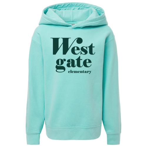 Comfort Colors Garment-Dyed Youth Lightweight Fleece Hooded Sweatshirt -- Chalky Mint
