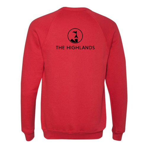 The Highlands Logo 2 Black Ink -- Raglan Sweatshirt Red