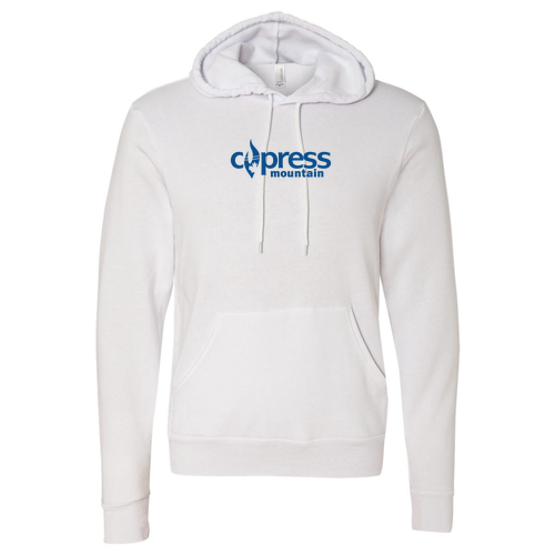 Cypress Mountain Logo 1 Blue Ink -- Pullover Hooded Sweatshirt White